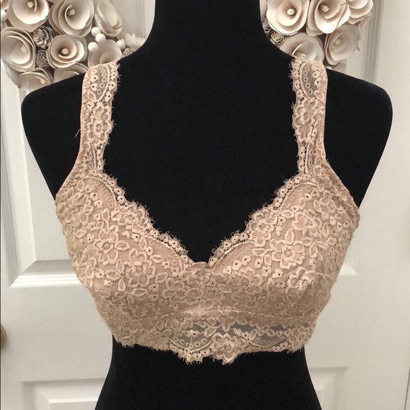 L&B Flower lace bralette strappy back Mocha - Picture 2 of 7